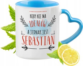 Sebastiannak Kék bögre szív alakú füllel ajándékba