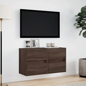 2 db barna tölgyszínű fali TV-szekrény LED-del 41 x 31 x 45 cm