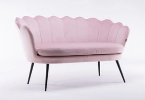 FREY Púderrózsaszín modern velúr kanapé fekete lábbal