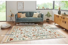 Krémszínű viszkóz szőnyeg 135x195 cm Oriental Flowers – Nouristan