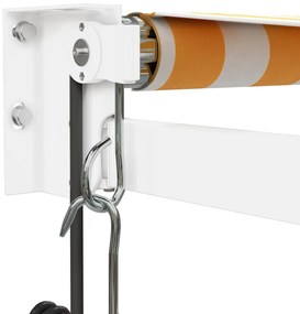 sárga-fehér automata behúzható napellenző 3,5 x 2,5 m