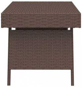 barna összecsukható polyrattan kisasztal 60 x 40 x 38 cm