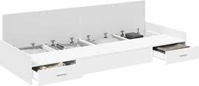 vidaXL Ágykeret fejtámlával fiókkal Fehér 90 x 200 cm Faanyag