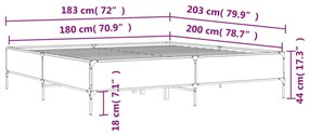 fekete szerelt fa és fém ágykeret 180 x 200 cm