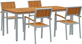vidaXL Kert étkező szett 5 pcs Szürke Tömör Akácfa