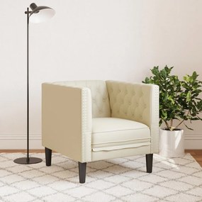 krémszínű műbőr Chesterfield kanapéfotel