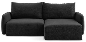 Fekete kinyitható-tárolóhelyes sarokkanapé (jobb oldali) Kalena – Makamii