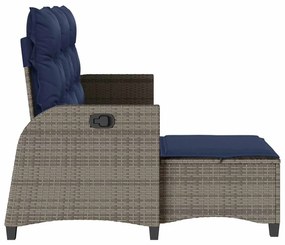 L-alakú szürke polyrattan fekvő kerti kanapé párnákkal