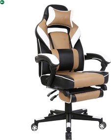 Irodai/gamer fotel, fekete/fehér/bézs, OZGE