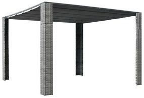 Szürke és antracit polyrattan pavilon tetővel 300x300x200 cm
