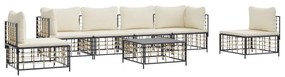 7 részes antracitszürke polyrattan kerti ülőgarnitúra párnákkal