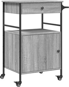 vidaXL szürke sonoma színű szerelt fa zsúrkocsi 56 x 43 x 89,5 cm
