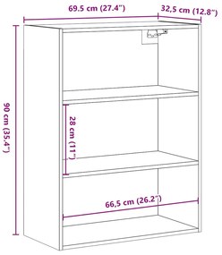 Függesztett fali szekrény kézműves tölgy 69,5x32,5x90 cm