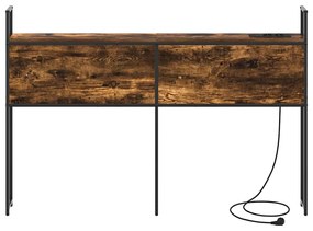 Tárolós Fejtámla Töltő Állomással Füstölt tölgy 135 cm Faanyag