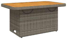 szürke polyrattan és akácfa kerti asztal 90 x 55 x 71 cm