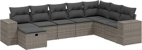 vidaXL 8 részes szürke polyrattan kerti ülőgarnitúra párnákkal