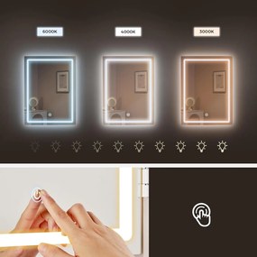 Sminkasztal led-világítással, székkel, felhőfehér színben