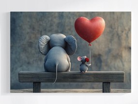 Poszter Állatok Elefánt Egér Léggömb Pár Szív Szerelem 120x80