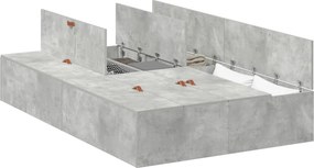 vidaXL Ágykeret tárolóval tárolóval Beton Szürke 120 x 200 cm Faanyag