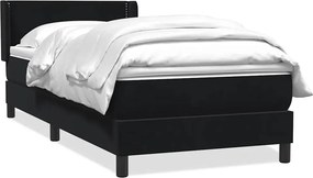 vidaXL fekete bársony rugós ágy matraccal 80x220 cm