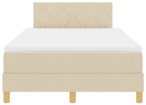 Krém Box Spring Ágy Matrac &amp; LED Világítással 120x200 cm Szövet