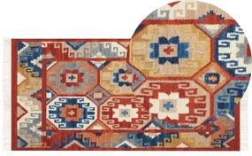 Színes kilim gyapjúszőnyeg 80 x 150 cm LUSARAT Beliani