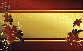 Flizelin fotótapéta Liliom arany bordó klasszikus luxus 416x254 +ragasztó