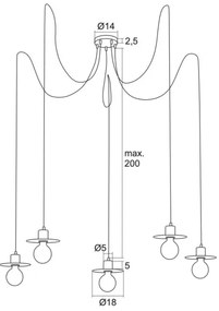 Argon 2079 - Csillár zsinóron CORSO 5xE27/15W/230V pók fényezett króm