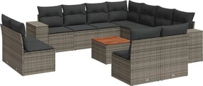 vidaXL 12 részes szürke polyrattan kerti ülőgarnitúra párnákkal