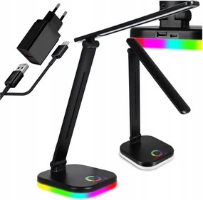 LED RGBW dimmelhető asztali lámpa vezeték nélküli töltéssel LED/7W/5V USB fekete