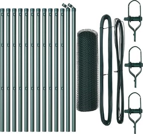 vidaXL Kerítésoszlop Zöld 25 x 0,4 m (13 mm háló) Acél és PVC