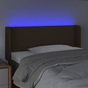 sötétbarna szövet LED-es fejtámla 93 x 16 x 78/88 cm