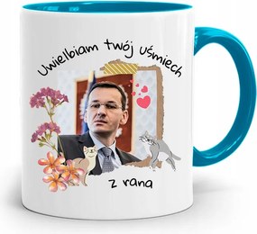 Kék Politikus Bögre Mateusz Morawiecki Miniszterelnök fényképes nyomtatással