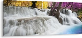 Egy kép Erawan vízeséséről az erdőben (120x50 cm)