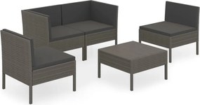 vidaXL 5 részes szürke polyrattan kerti ülőgarnitúra párnákkal