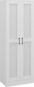 HOMCOM 2 Ajtós Fehér Tárolószekrény 4 Polccal, Kortárs Stílus, Multifunkcionális Hálóba, Irodába, Konyhába, 60L x 36.5W x 175H cm | Aosom