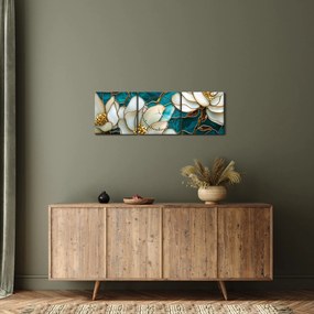 Kép - Ólomüveg magnóliával (órával) (90x30 cm)