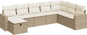 vidaXL 8 részes bézs polyrattan kerti ülőgarnitúra párnával
