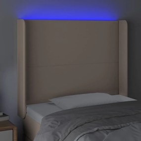 cappuccino műbőr LED-es fejtámla 103x16x118/128 cm