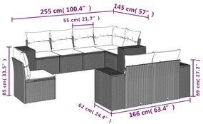 8 részes barna polyrattan kerti ülőgarnitúra párnákkal