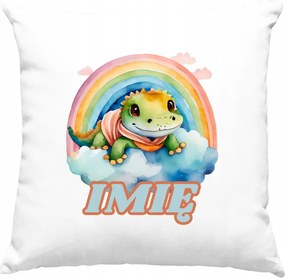 Gyerek párna Szivárvány Krorodil +Név Fehér