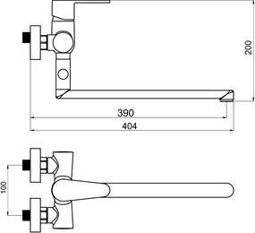 Novaservis Titania Fresh Panel csaptelep zuhany nélkül 100 mm króm, 96673 / 1.0