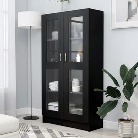 fekete szerelt fa vitrinszekrény 82,5 x 30,5 x 150 cm