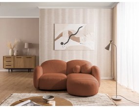 Terrakotta színű buklé sarokkanapé (jobb oldali-heverő résszel) Orbit – Ropez