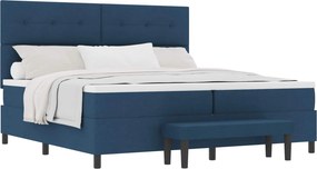 vidaXL Boxrugós ágy matracmal fejtámlával Kék 200 x 200 cm szövet
