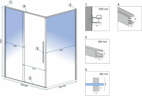 Rea - SOLAR GOLD ELEGANT zuhanykabin 80 x 100 cm, átlátszó üveg / arany profil, REA-K4901