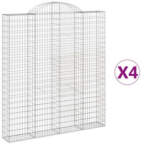 vidaXL 4 db íves horganyzott vas gabion kosár 200x30x220/240 cm