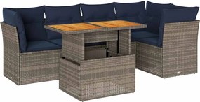 vidaXL 6 részes szürke polyrattan kerti ülőgarnitúra párnákkal