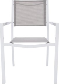 Kerti rakásolható szék, fehér acél/világosszürke, DORIO
