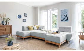 Dazzling Daisy világosszürke kinyitható U alakú kanapé, bal oldalas - Miuform